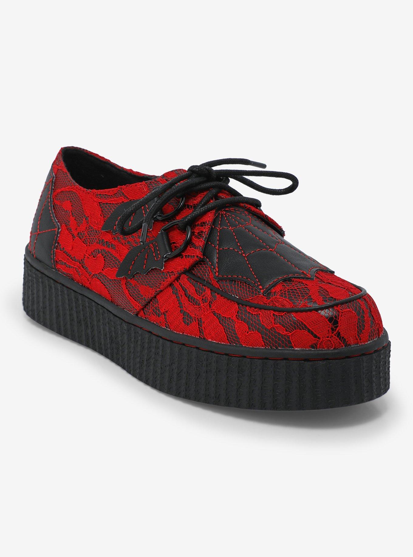 Strange Cvlt Web Red & Black Lace Krypt Creepers, , hi-res