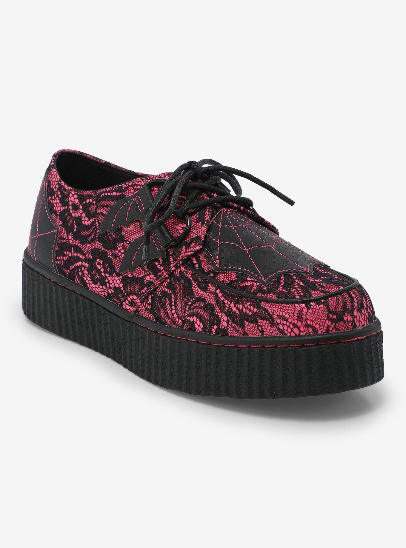 Strange Cvlt Web Pink & Black Lace Krypt Creepers, , hi-res