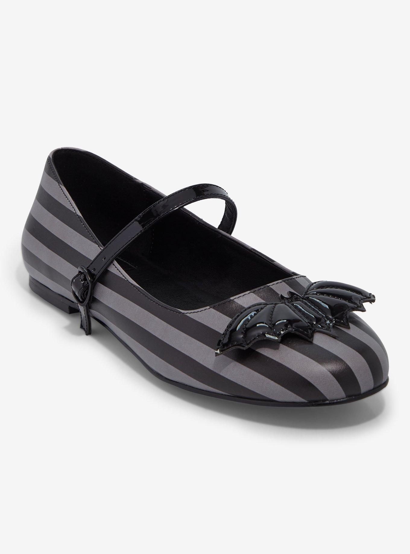 Strange Cvlt Grey Stripe Bat Mary Jane Flats, , hi-res