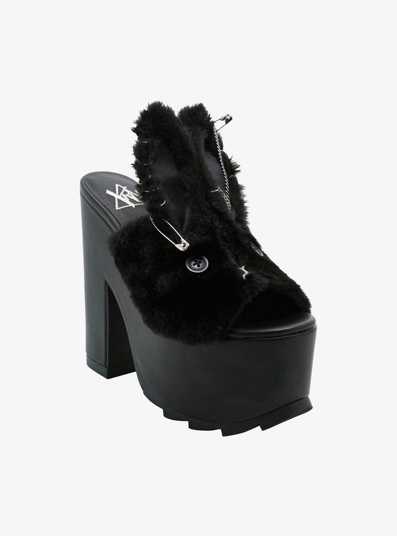 YRU Baddie Bunny Fuzzy Platform Heels, MULTI, hi-res