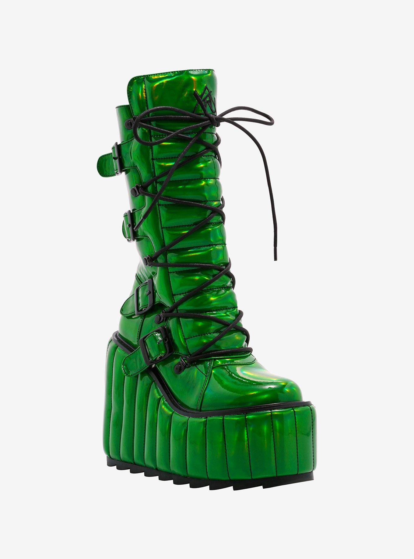 green platform boots