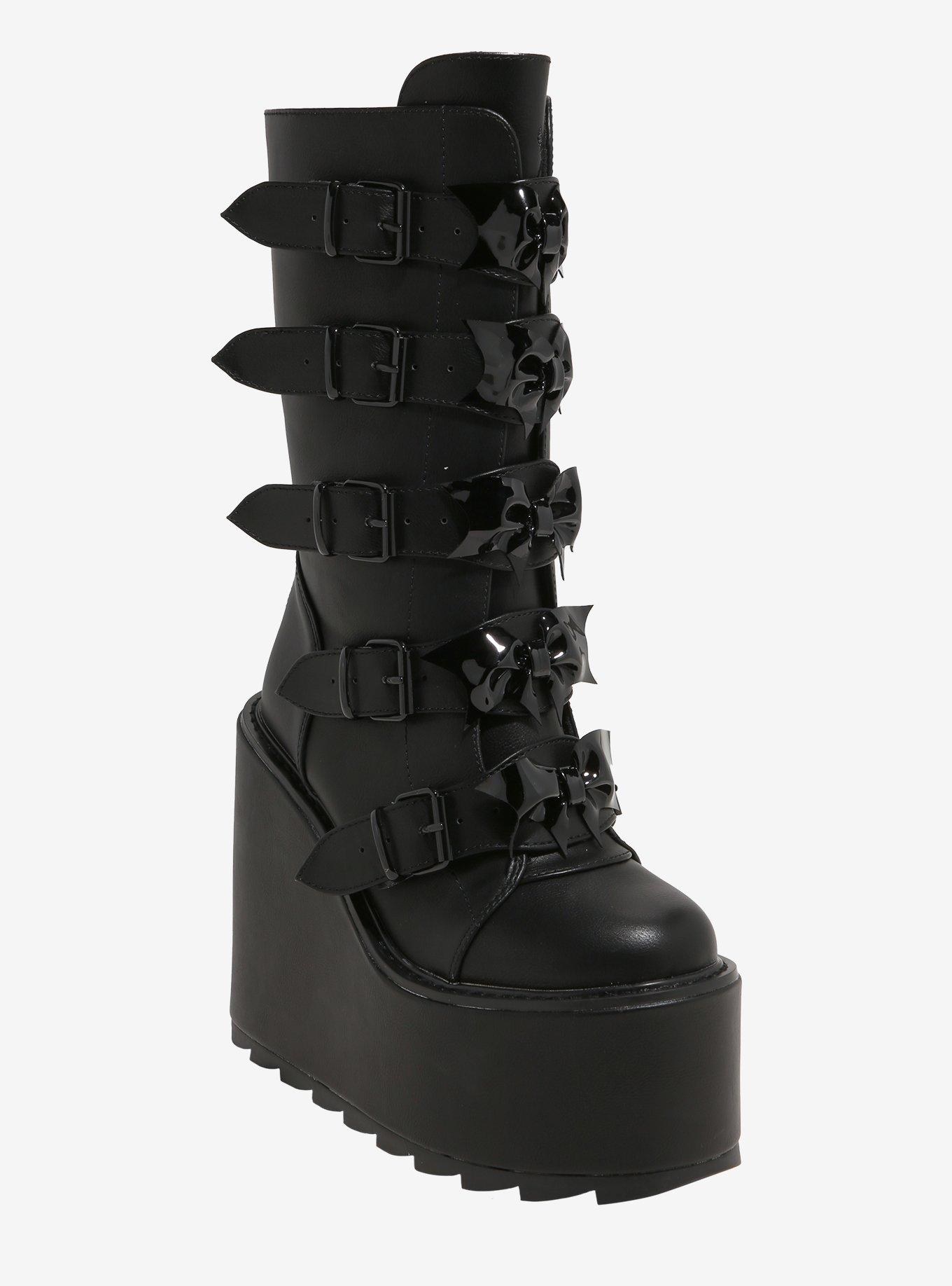 YRU Black Bat Bow Dune Platform Boots, MULTI, hi-res