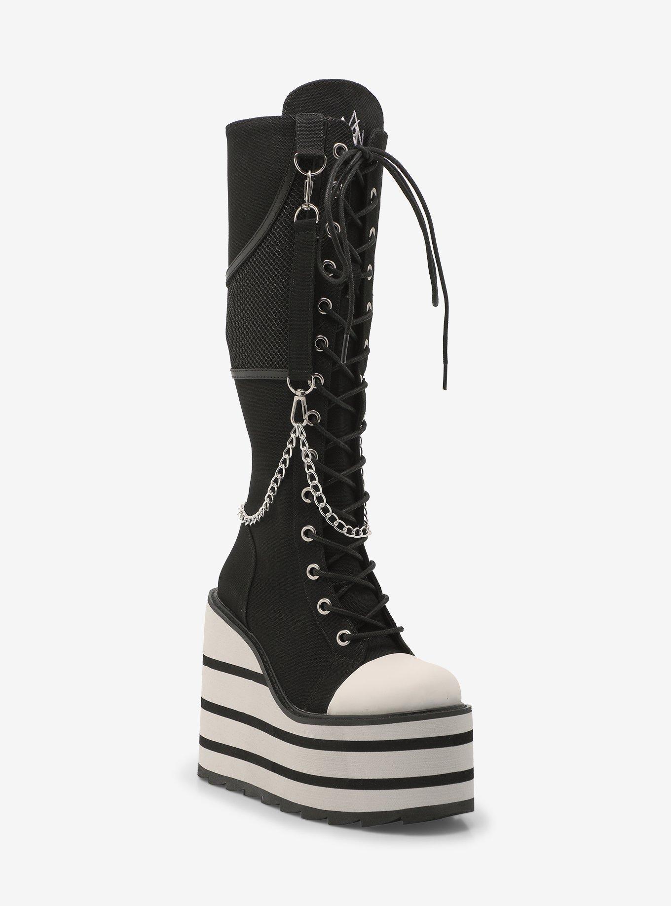 YRU Black Chain Detention Platform Boots, MULTI, hi-res