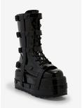 YRU Black Patent Heart Harness Platform Boots, MULTI, hi-res