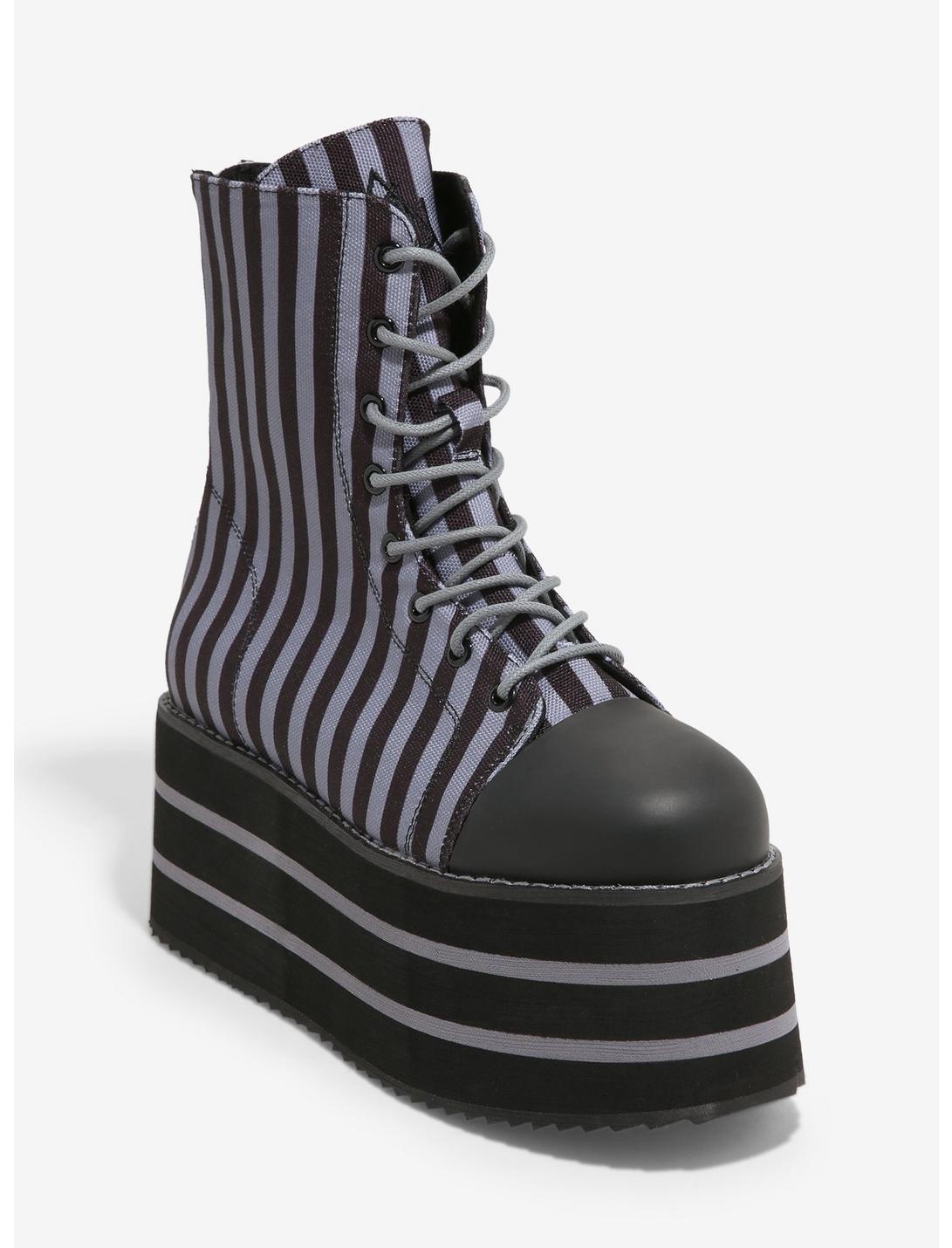 YRU Suspension Black & Grey Stripe Platform Canvas Boots, MULTI, hi-res