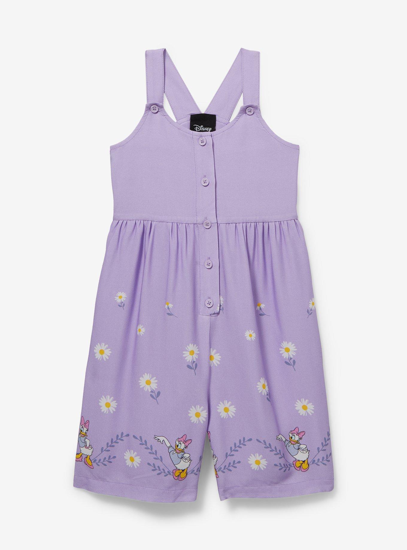 Disney Daisy Duck Button Front Toddler Romper &mdash; BoxLunch Exclusive, PURPLE, hi-res