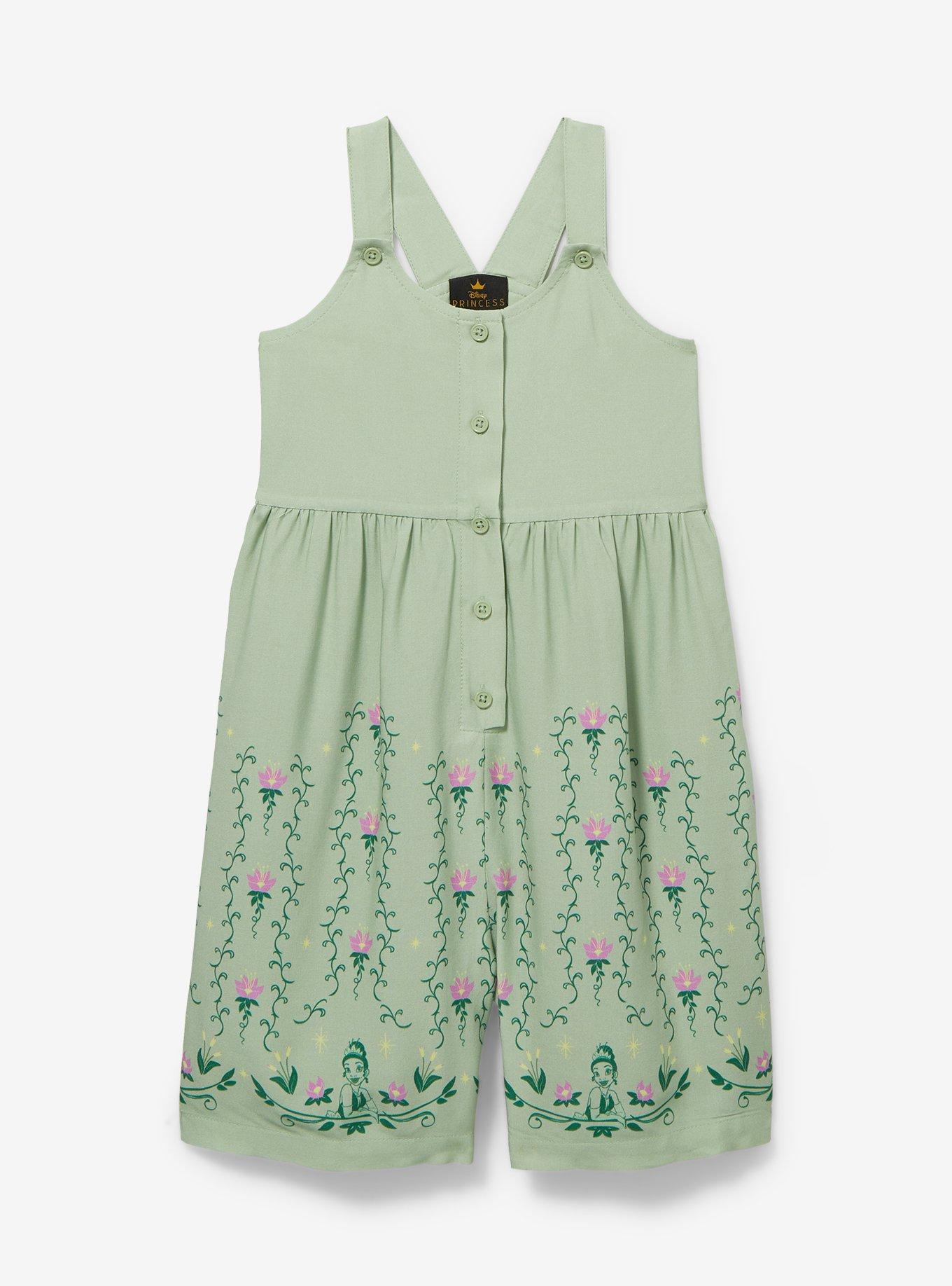 Disney Princess and the Frog Tiana Button Front Toddler Romper &mdash; BoxLunch Exclusive, GREEN, hi-res