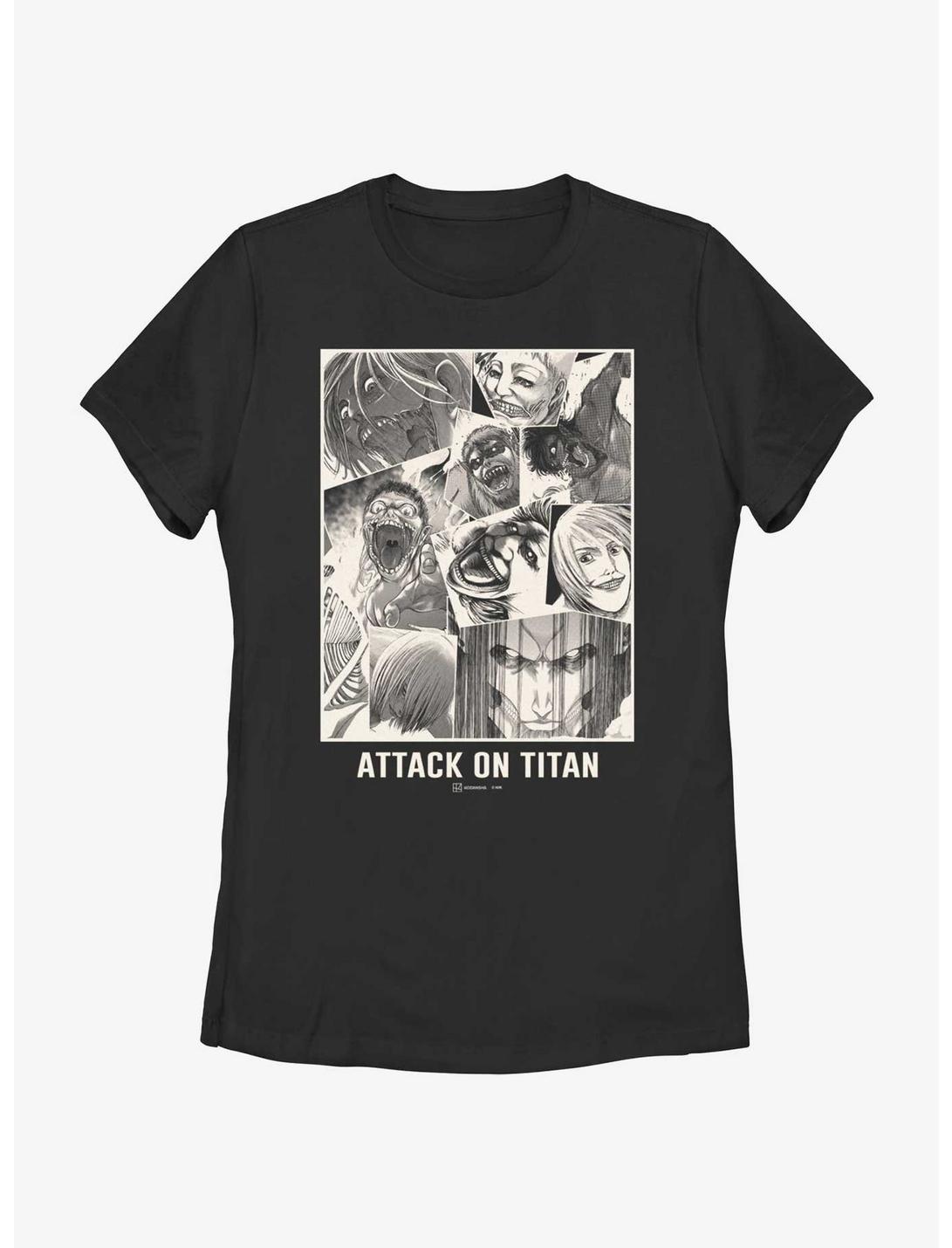 Attack on Titan Titan Collage Womens T-Shirt, BLACK, hi-res