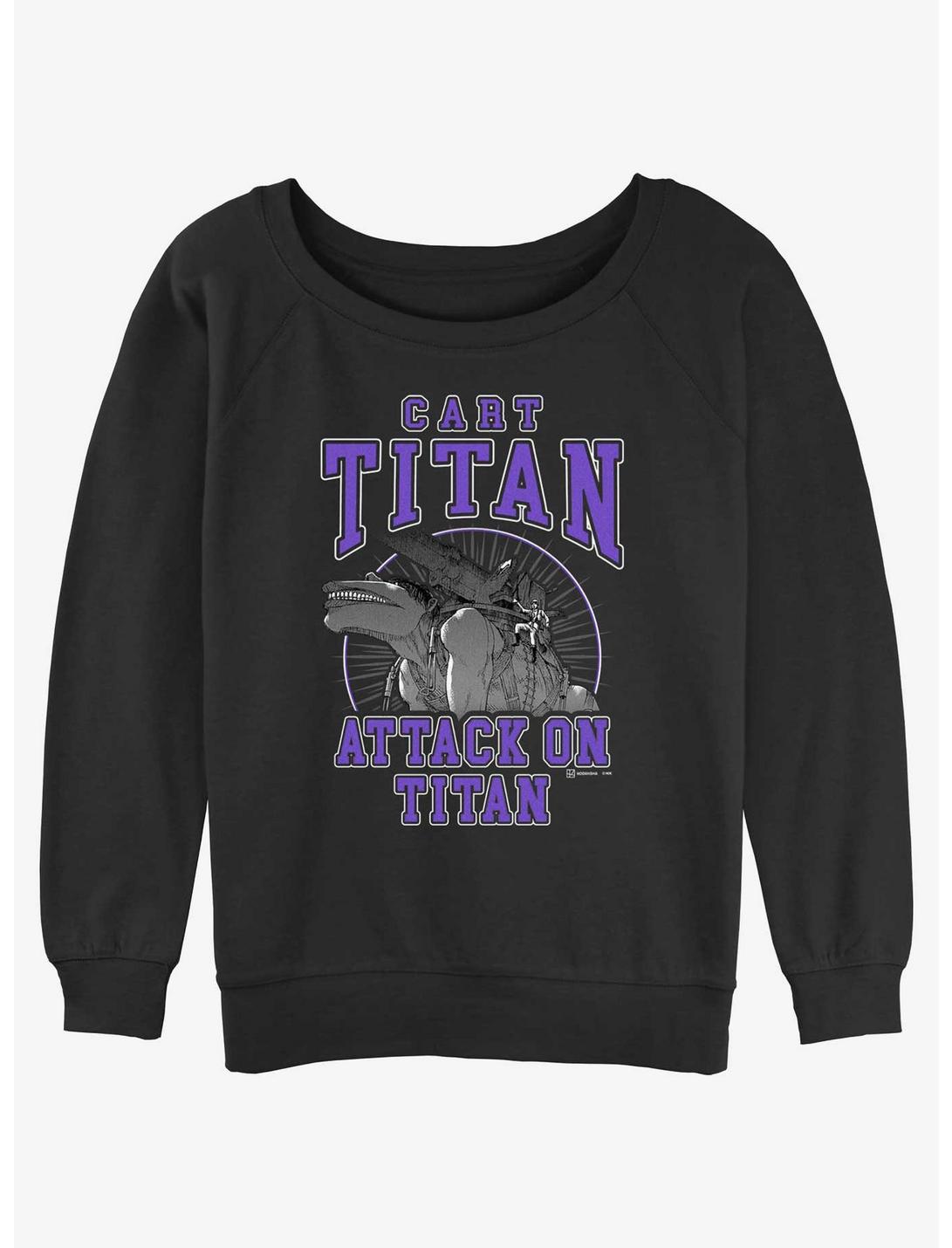 Attack on Titan Cart Titan Jersey Womens Slouchy Sweatshirt, BLACK, hi-res