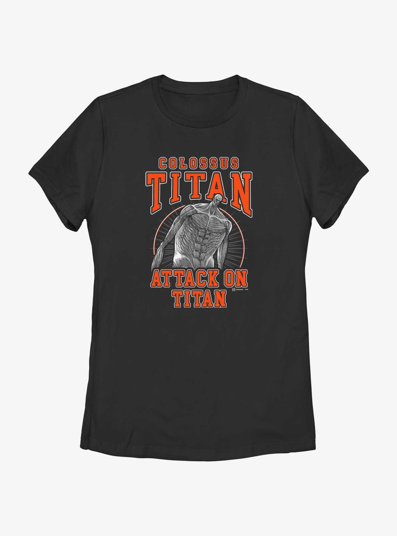 Attack on Titan Colossus Titan Jersey Womens T-Shirt, BLACK, hi-res