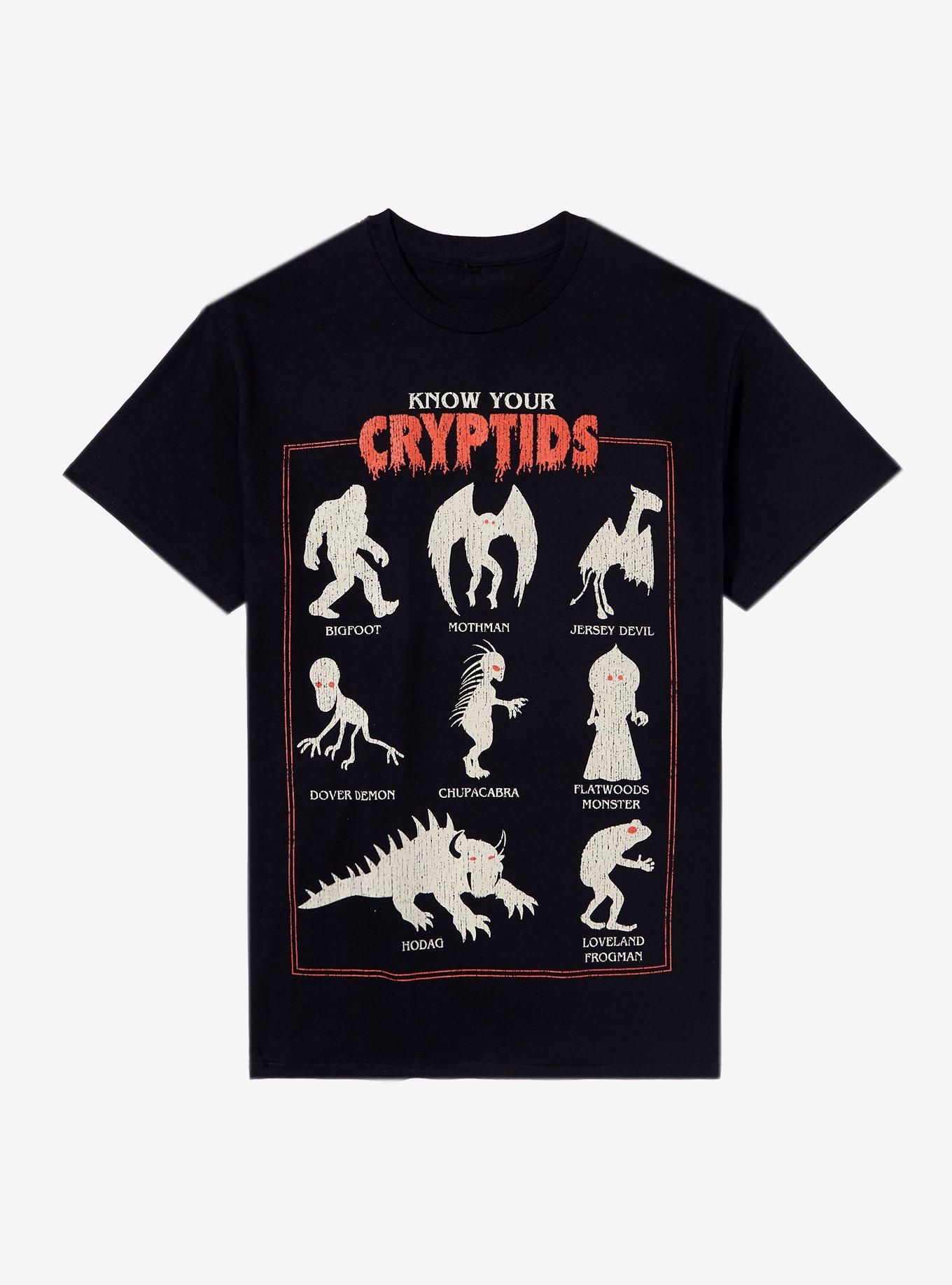 Know Your Cryptids Chart T-Shirt, BLACK, hi-res