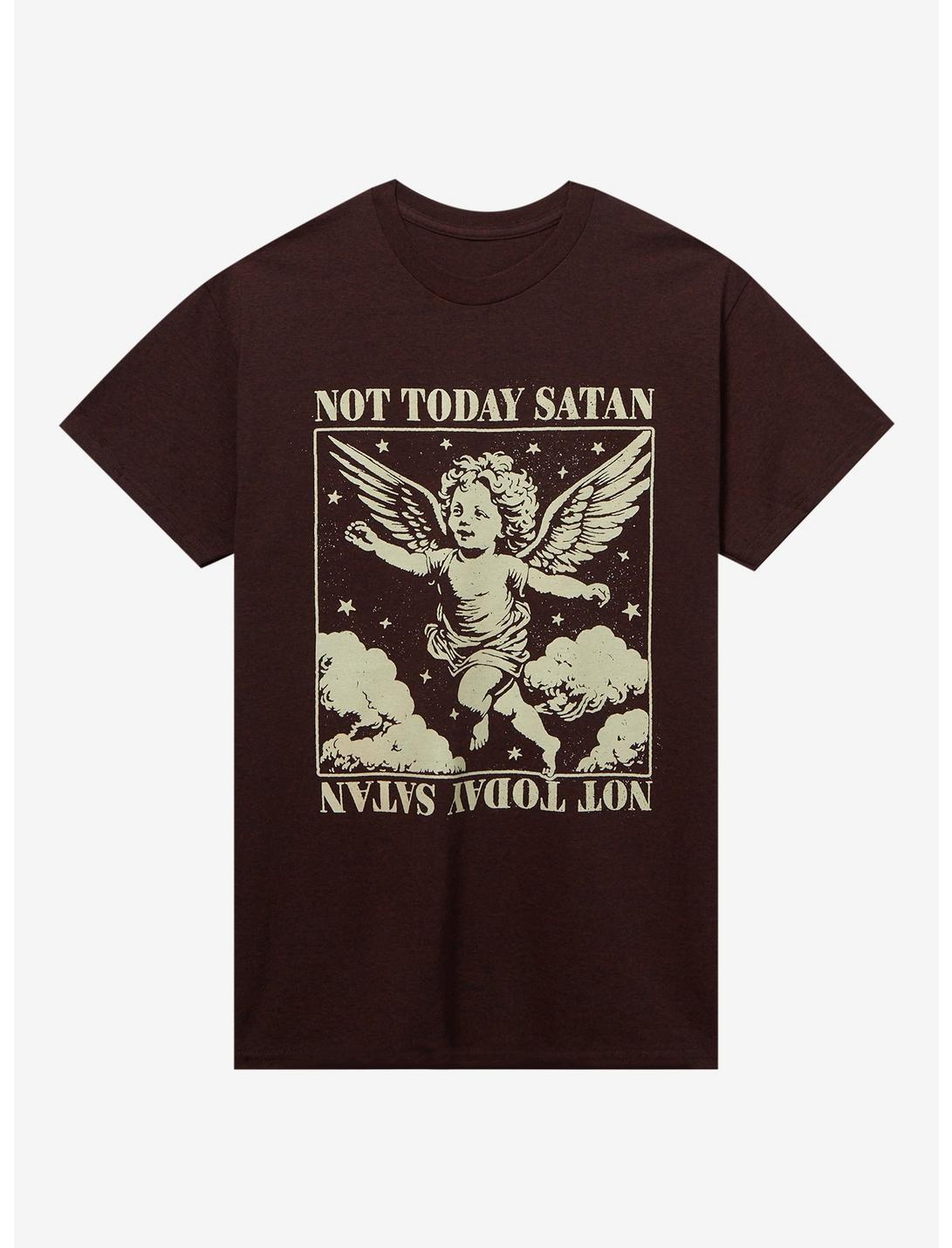 Not Today Satan Cherub Brown T-Shirt, BROWN, hi-res