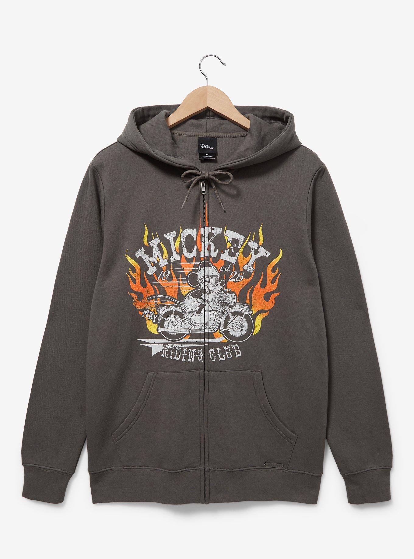 Disney Mickey Mouse Motorcycle Portrait Zippered Hoodie - BoxLunch Exclusive, BLACK, hi-res