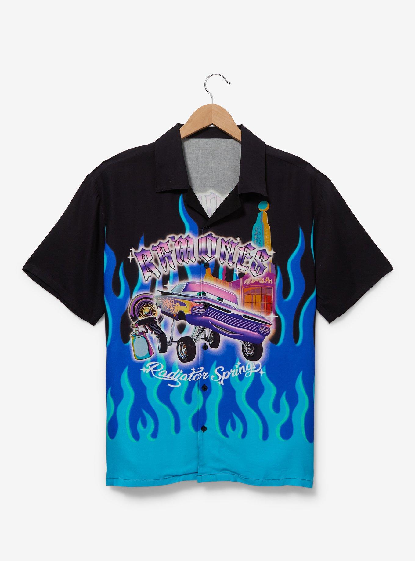 Disney Pixar Cars Ramone Flame Woven Button-Up Shirt - BoxLunch Exclusive, BLUE, hi-res