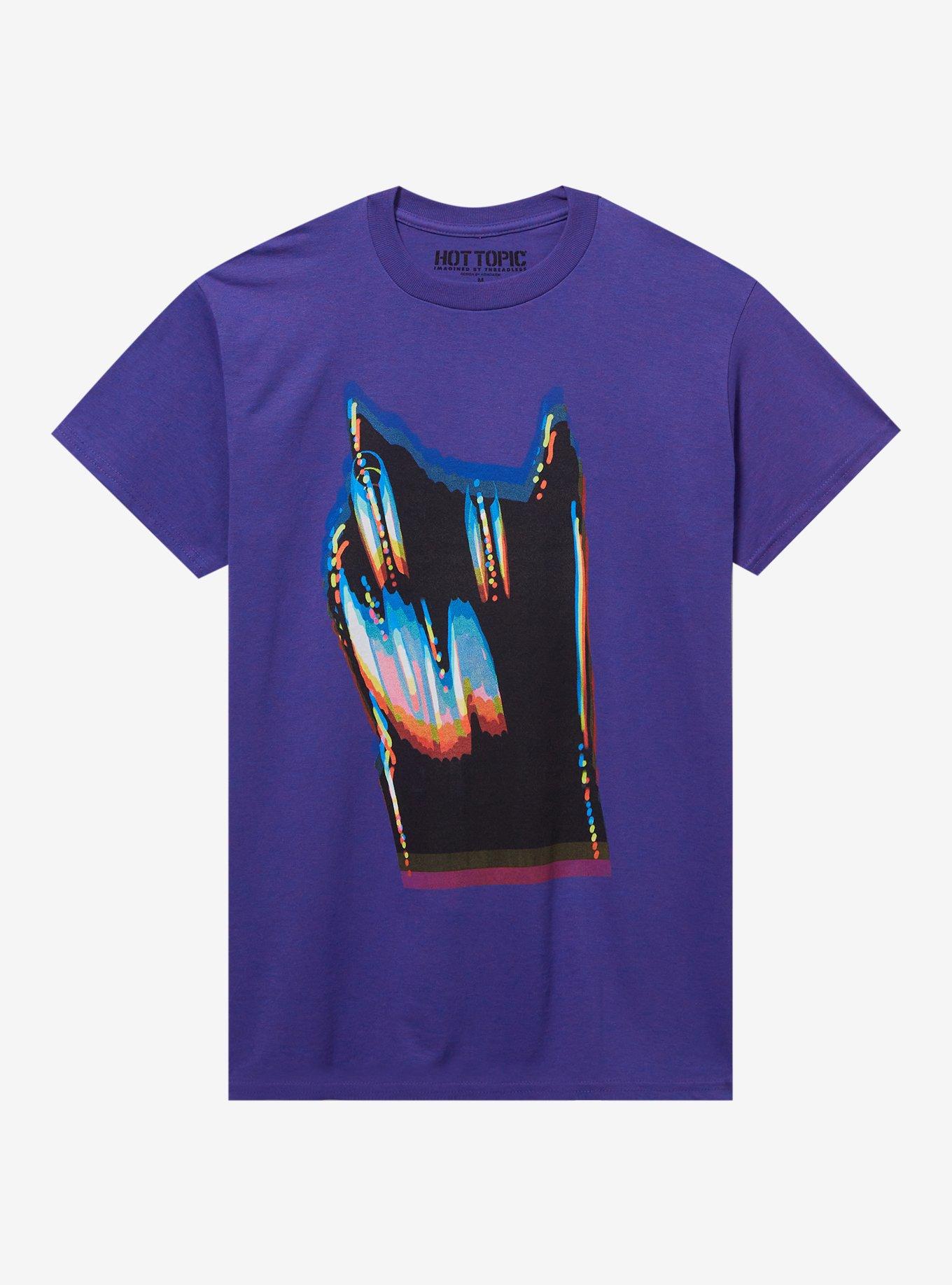 Glitchy Cat T-Shirt By Aidadaism, PURPLE, hi-res