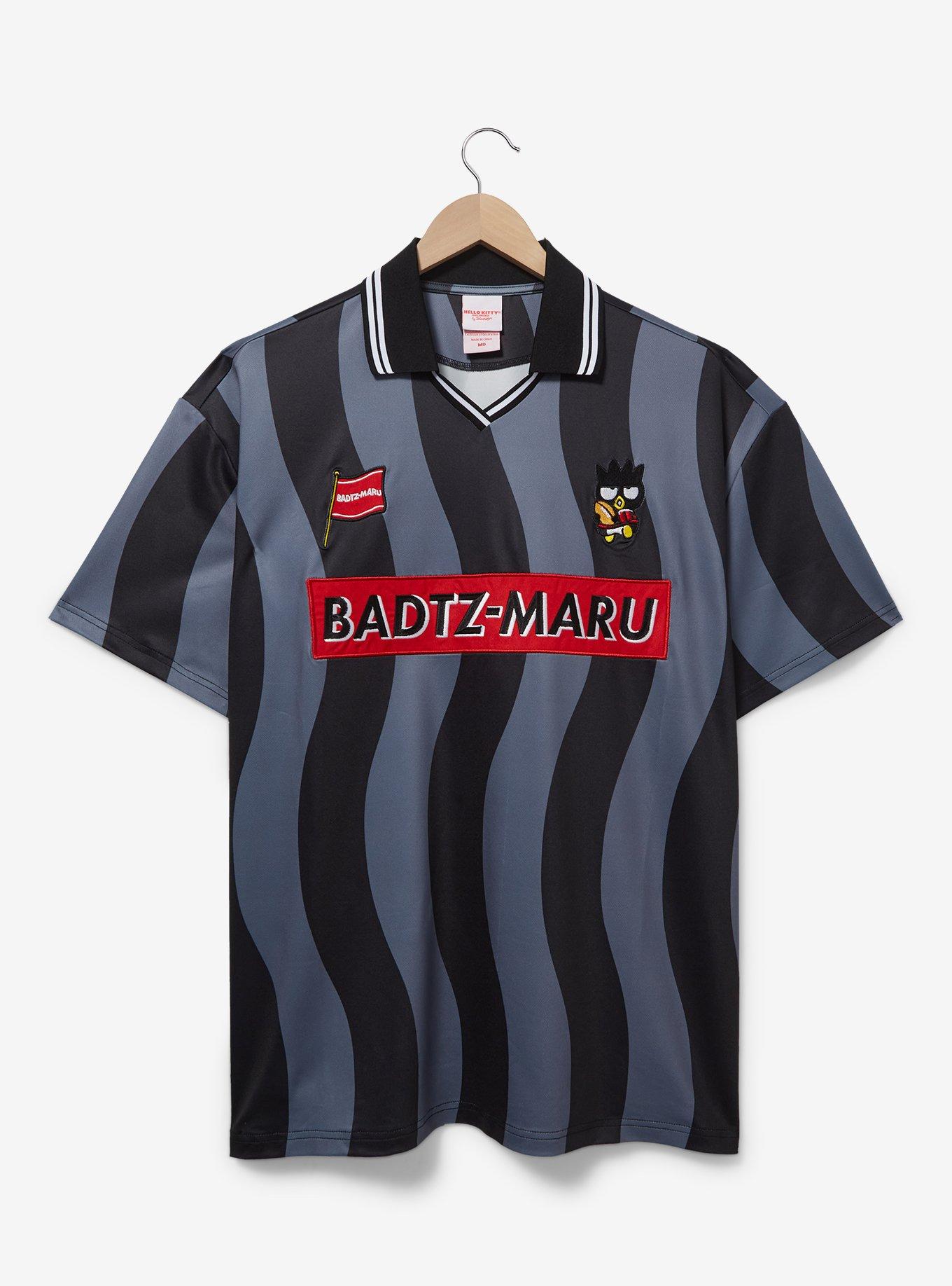 Sanrio Badtz-Maru Striped Soccer Jersey — BoxLunch Exclusive, BLACK  CHARCOAL, hi-res