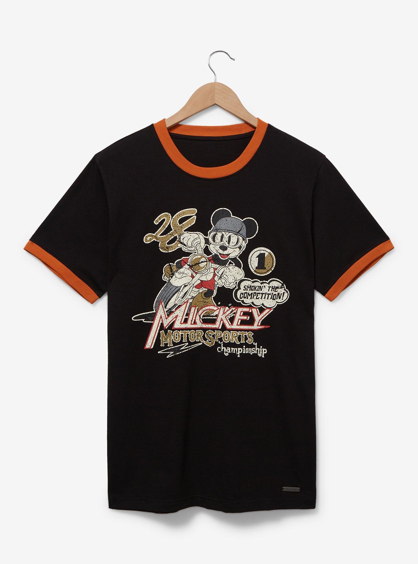 Disney Mickey Mouse Motorsports Championship Ringer T-Shirt &mdash; BoxLunch Exclusive, BLACK  RED, hi-res