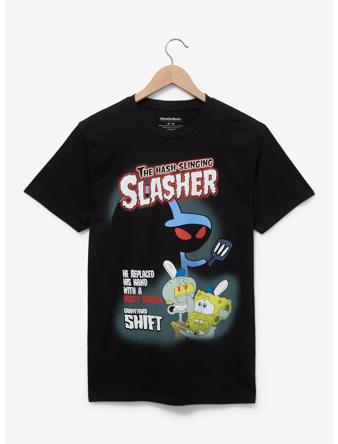 SpongeBob SquarePants Hash-Slinging Slasher Portrait T-Shirt - BoxLunch Exclusive, BLACK, hi-res