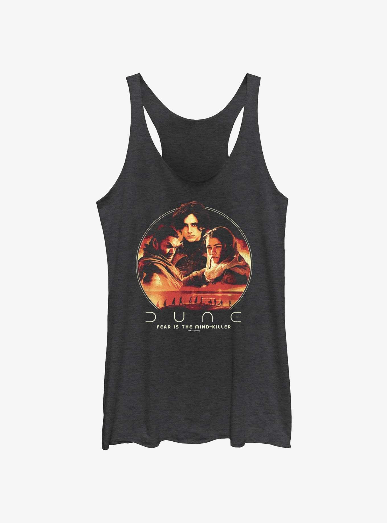 Dune: Part Two Fear Is The Mind-Killer Womens Tank Top, BLK HTR, hi-res