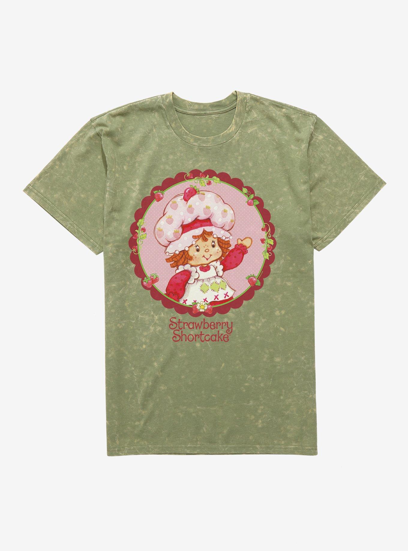 Strawberry Shortcake Circle Portrait Mineral Wash T-Shirt, MILITARY GREEN MINERAL WASH, hi-res