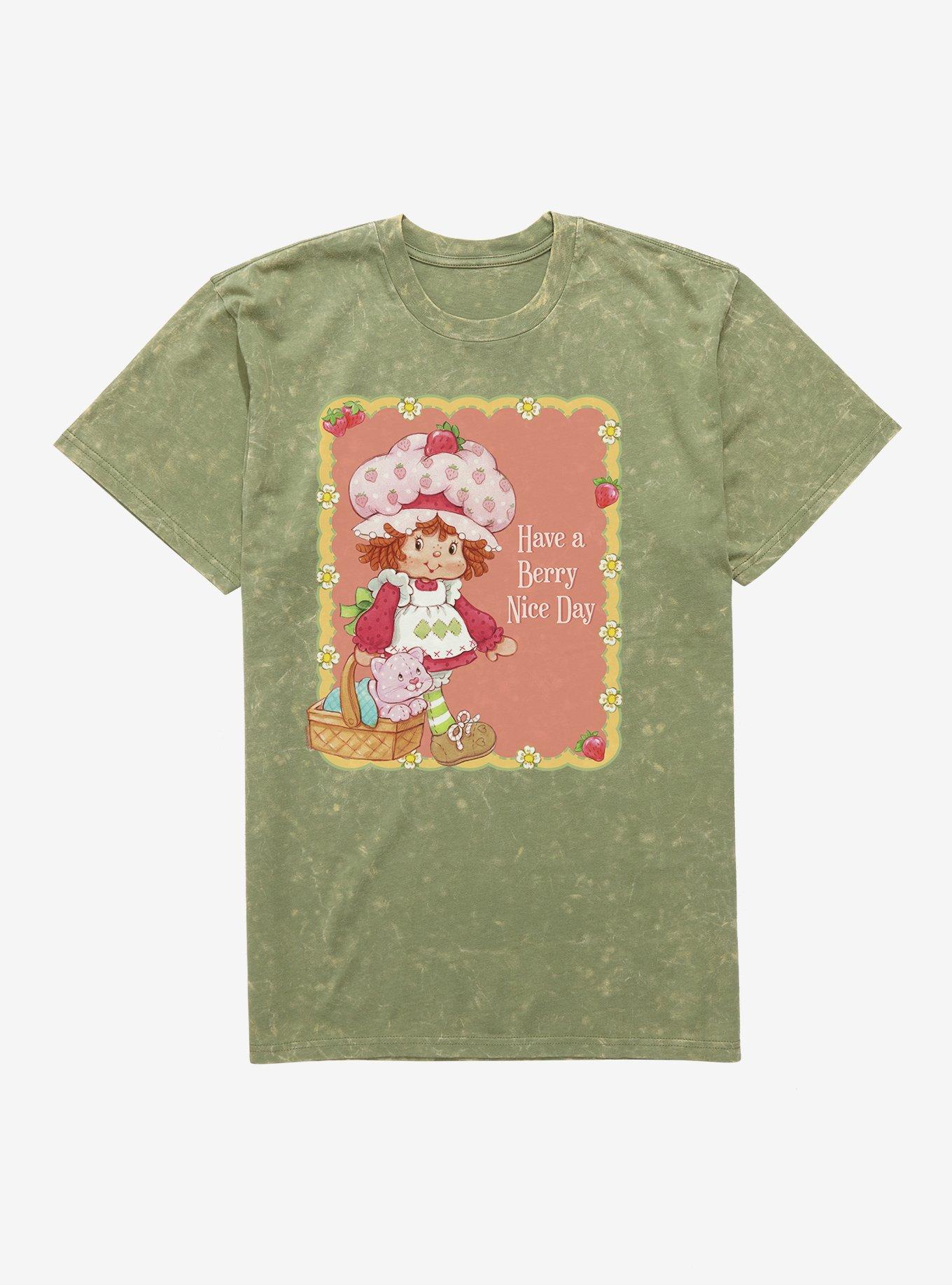 Strawberry Shortcake A Berry Nice Day Mineral Wash T-Shirt, MILITARY GREEN MINERAL WASH, hi-res