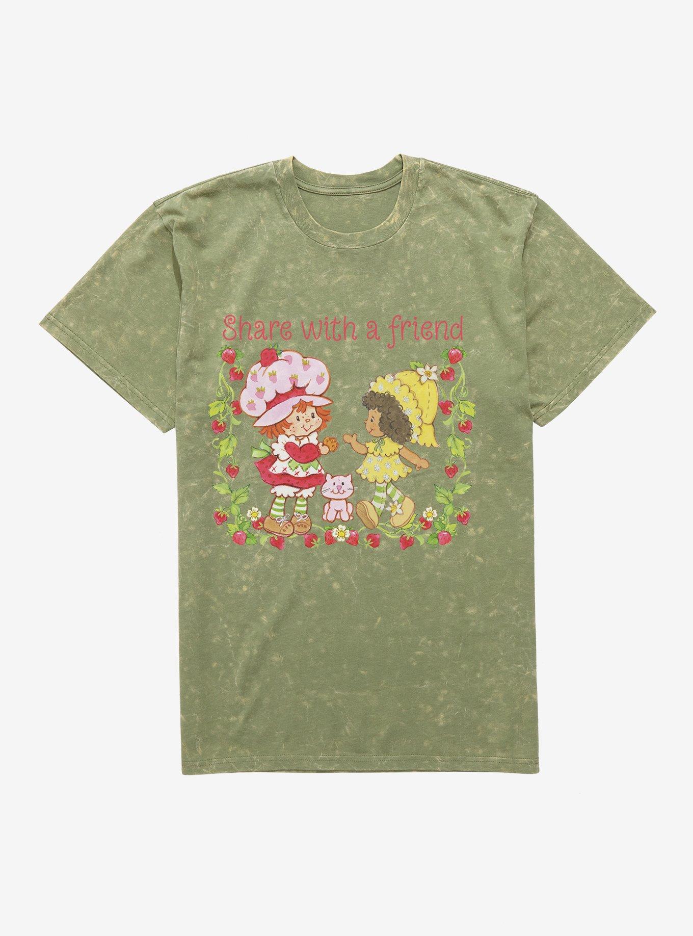 Strawberry Shortcake Share With A Friend Mineral Wash T-Shirt, MILITARY GREEN MINERAL WASH, hi-res