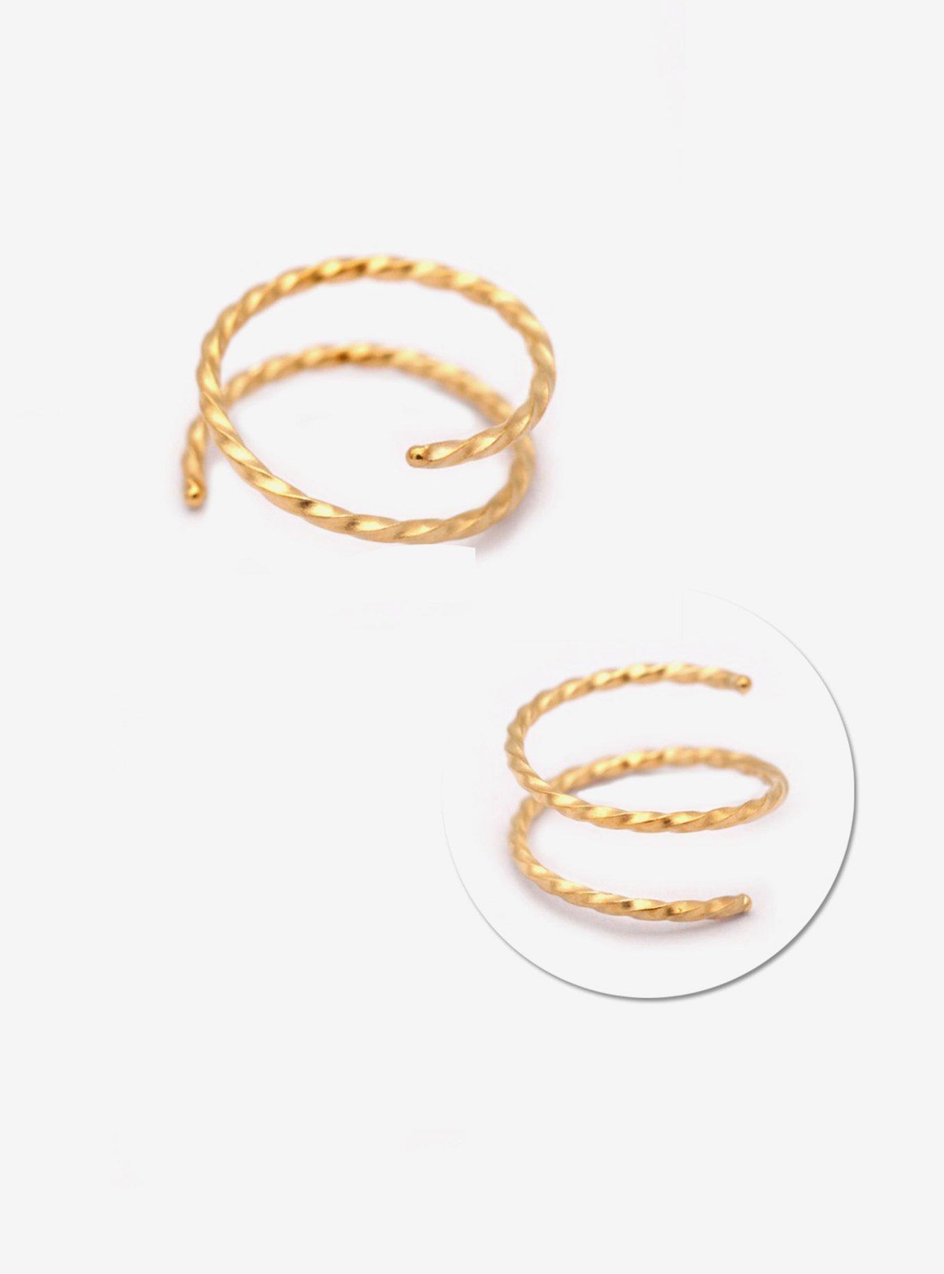 Steel Gold Twist Double Nose Hoop, MULTI, hi-res