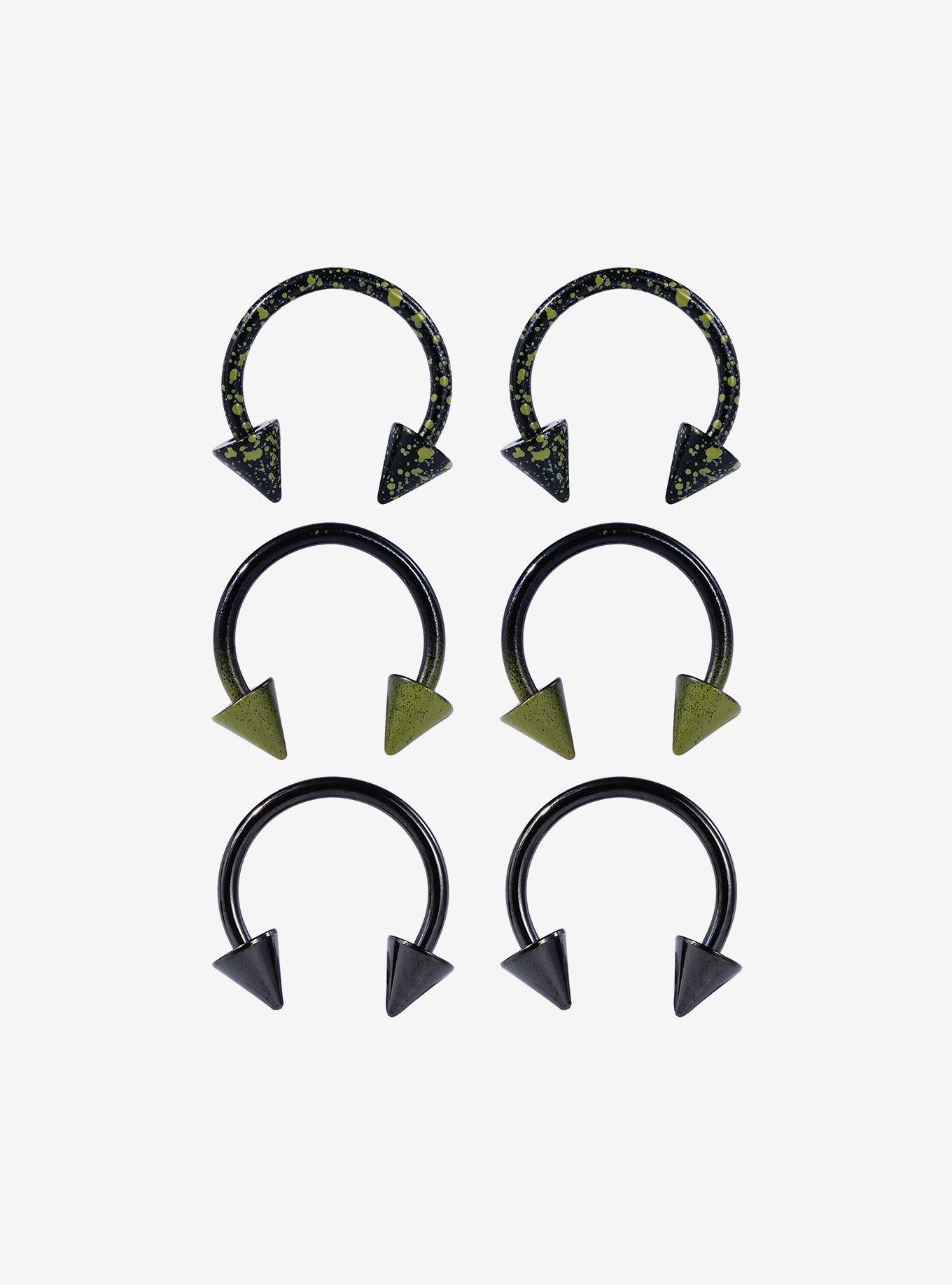 Steel Black & Olive Green Splatter Circular Barbell 6 Pack, MULTI, hi-res