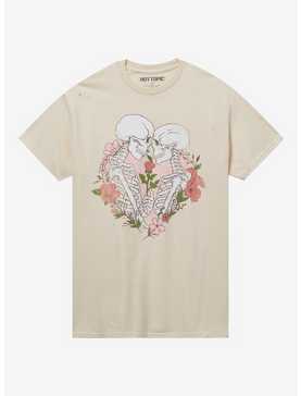 Skeleton Hearts & Flowers Cream Boyfriend Fit Girls T-Shirt, , hi-res