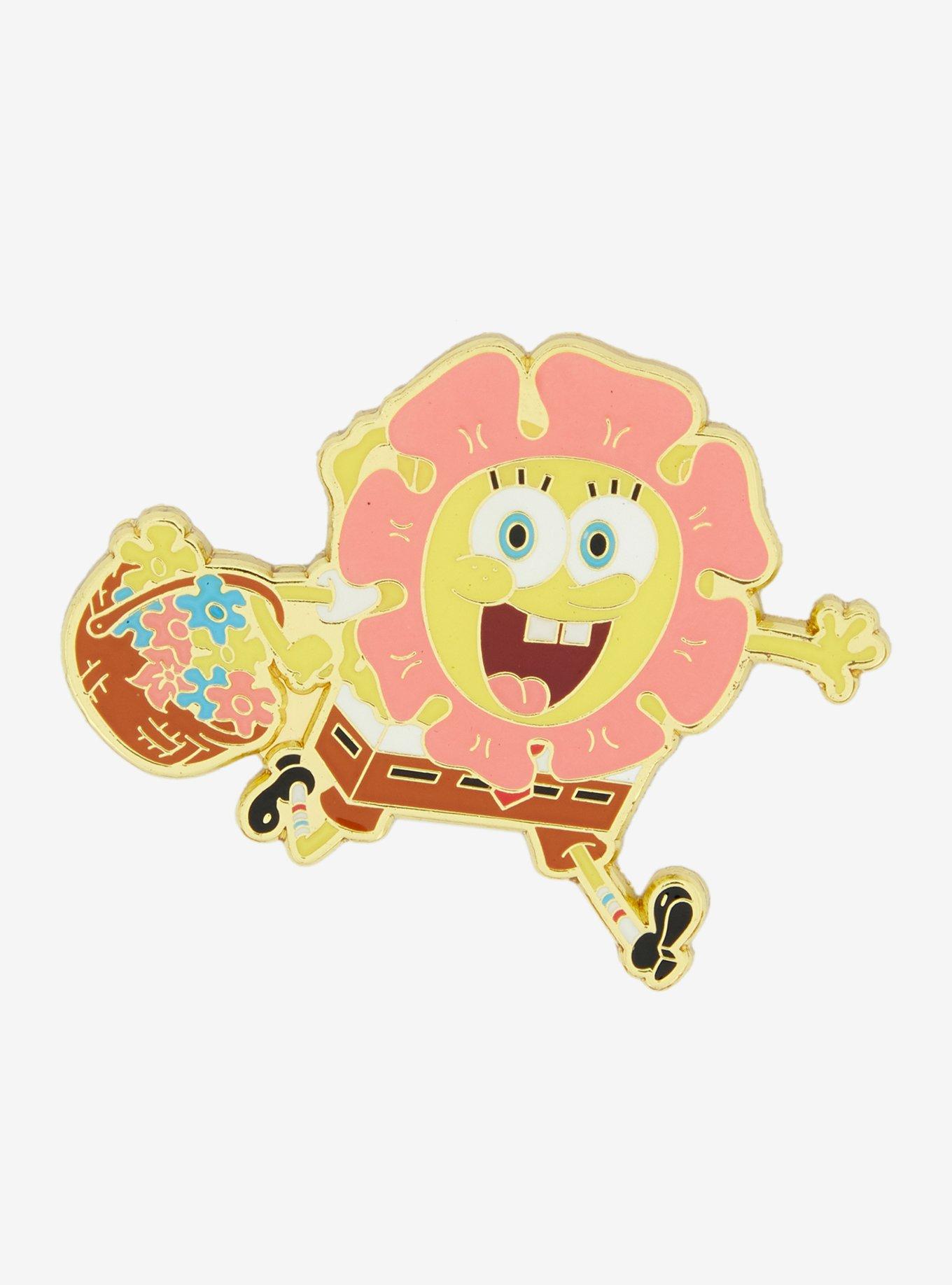 Loungefly SpongeBob SquarePants Skipping Floral Enamel Pin — BoxLunch Exclusive, , hi-res