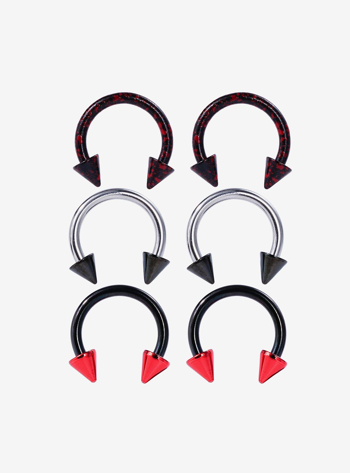 Steel Black & Red & Silver Circular Barbell 6 Pack, , hi-res