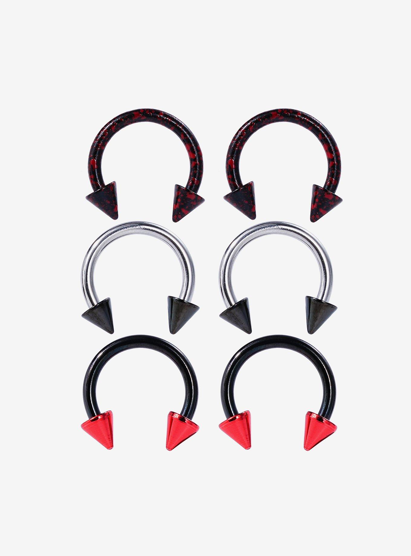 Steel Black & Red & Silver Circular Barbell 6 Pack, MULTI, hi-res