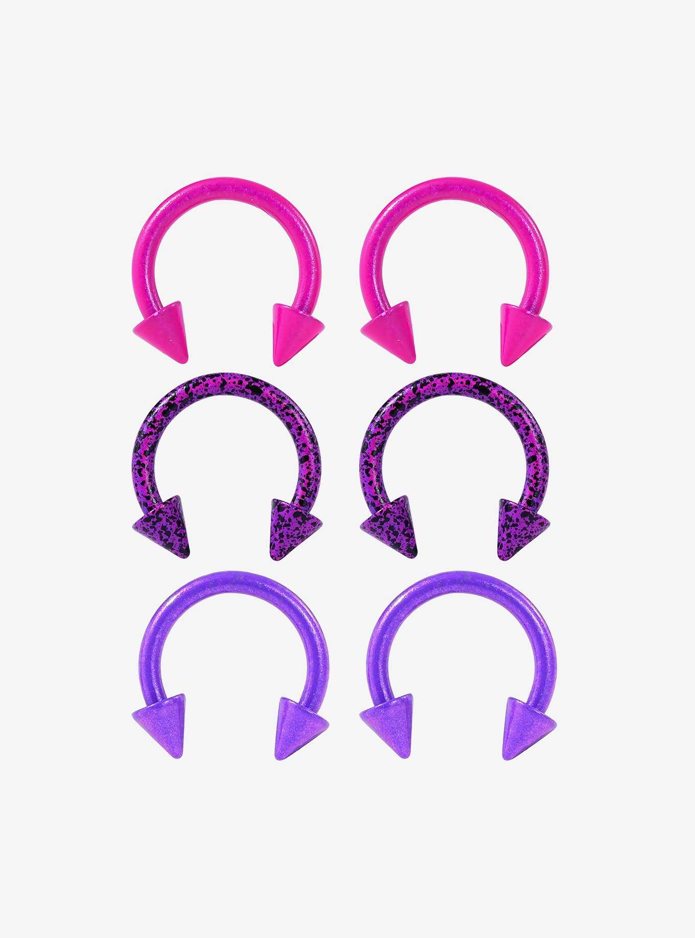 Steel Pink & Purple Circular Barbell 6 Pack, , hi-res