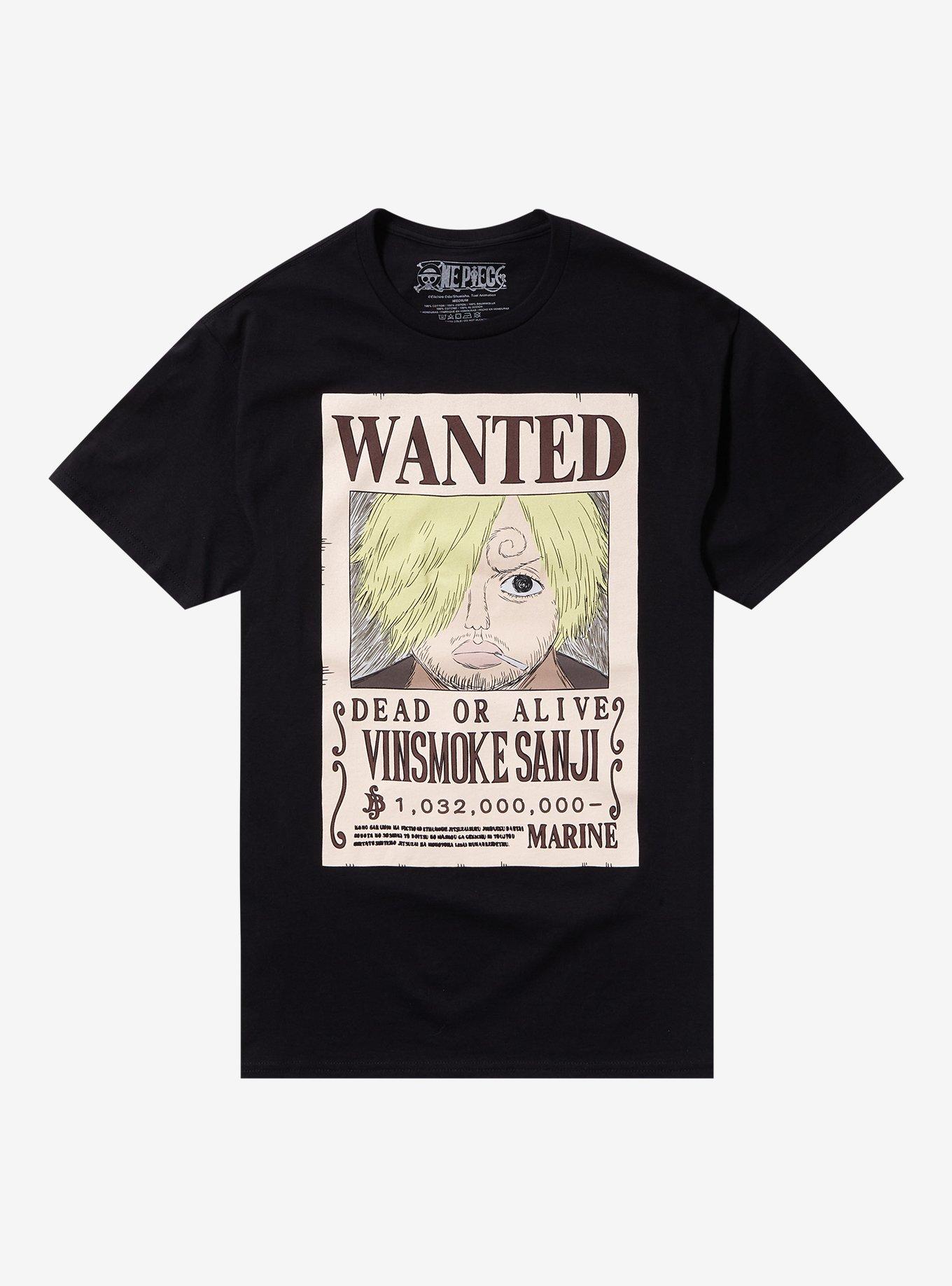 One Piece Sanji Wanted Poster Double-Sided T-Shirt, BLACK, hi-res