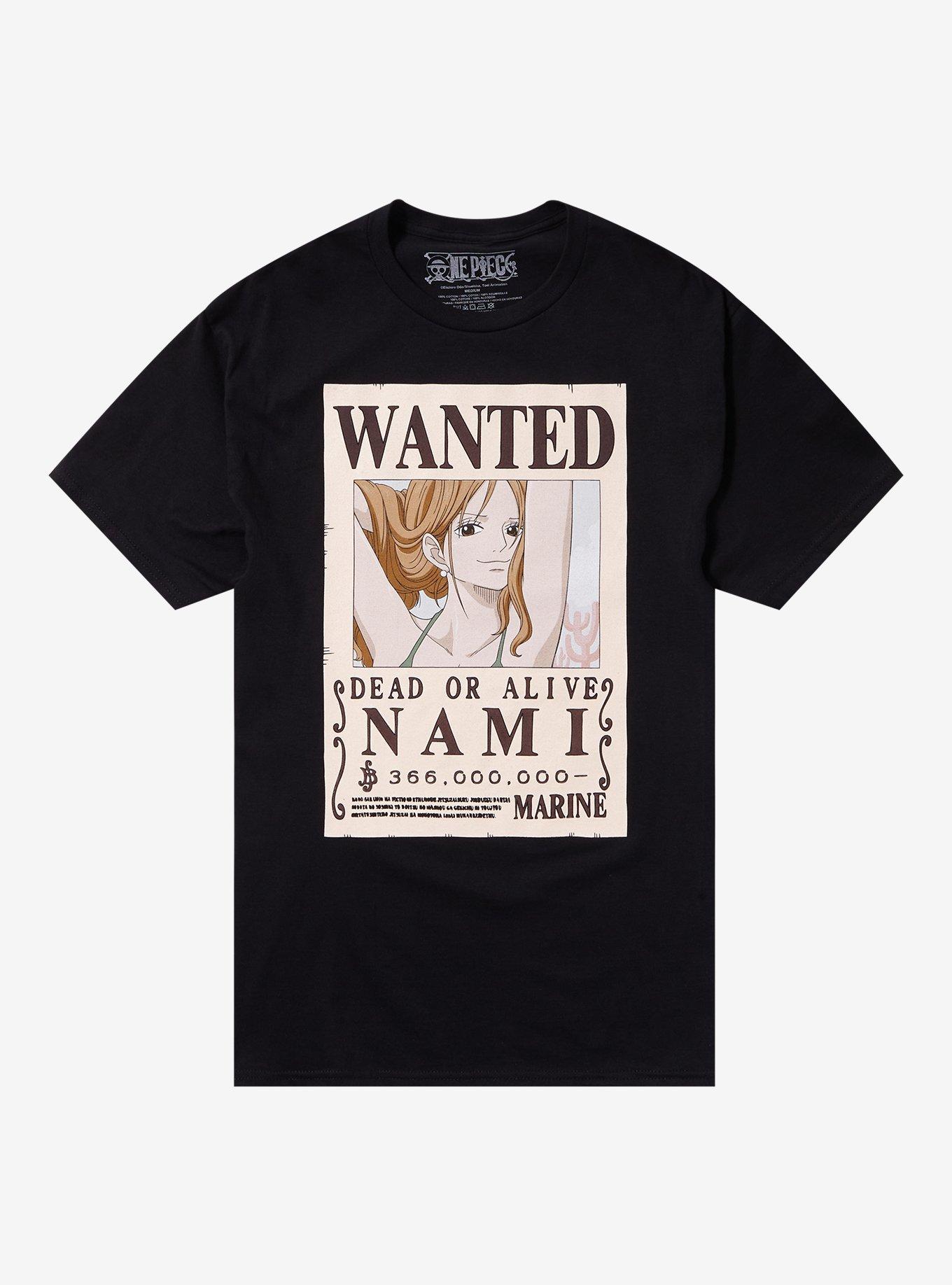 One Piece Nami Wanted Poster Double-Sided T-Shirt, BLACK, hi-res