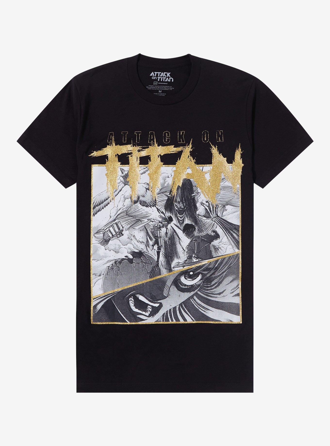 Attack On Titan Final Battle Metallic Print T-Shirt, BLACK, hi-res