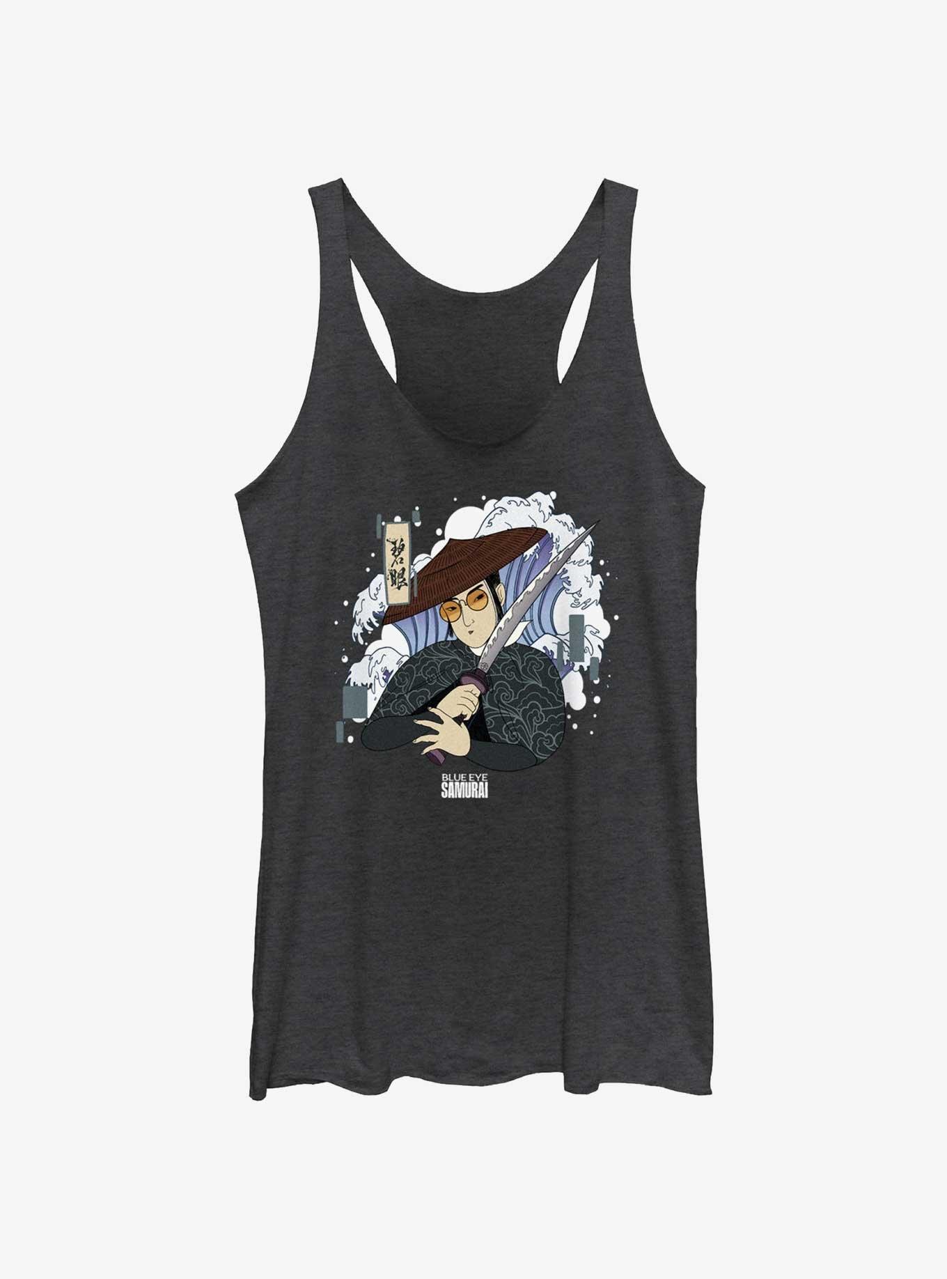 Blue Eye Samurai Mizu Japanese Art Style Girls Tank, BLK HTR, hi-res