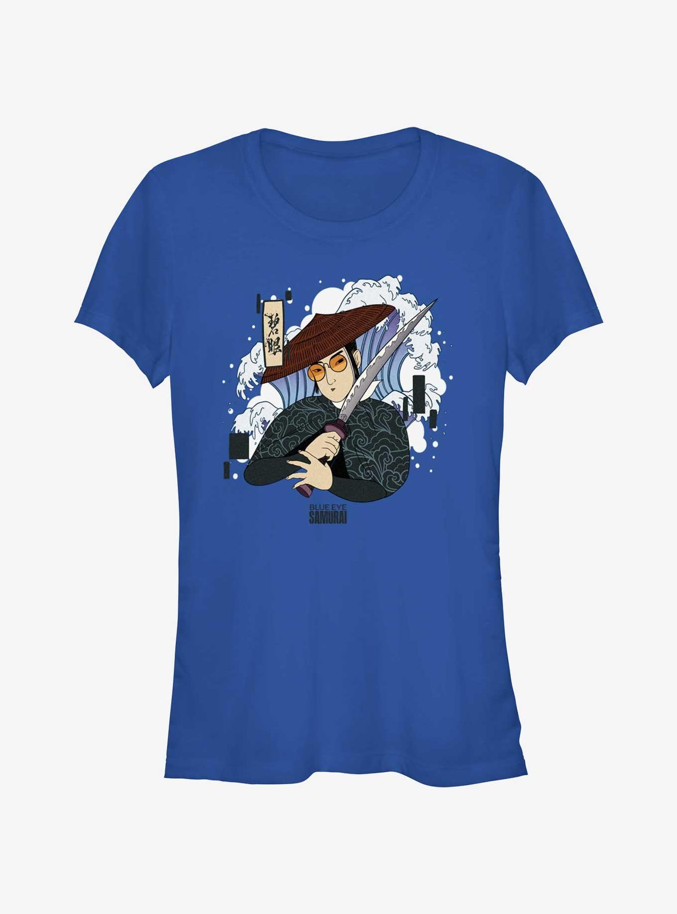 Blue Eye Samurai Mizu Japanese Art Style Girls T-Shirt, ROYAL, hi-res