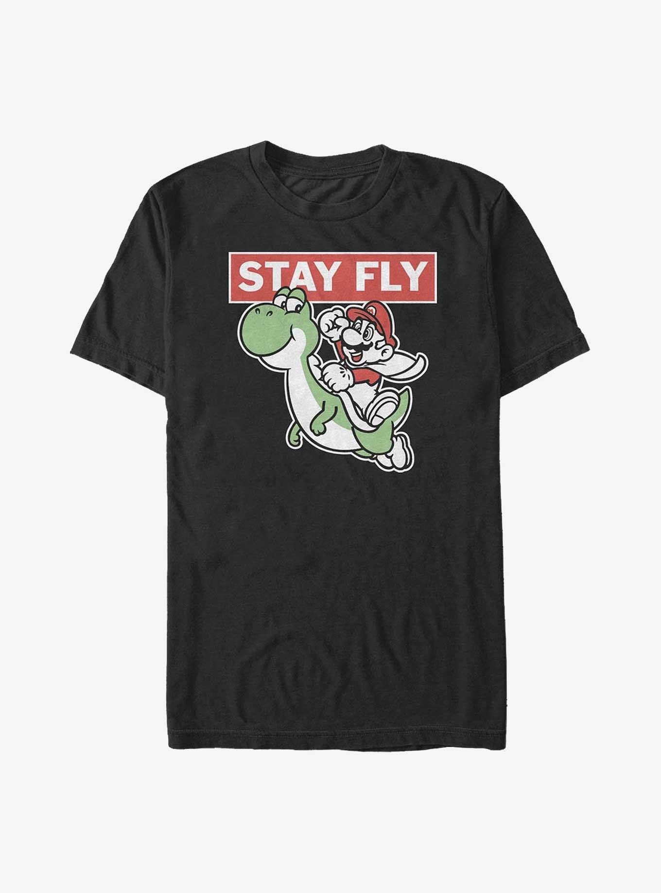 Nintendo Stay Fly Yoshi and Mario Big & Tall T-Shirt, BLACK, hi-res