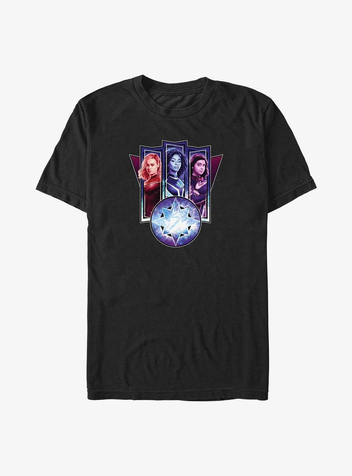 Marvel The Marvels Trio Over Logo Big & Tall T-Shirt, BLACK, hi-res