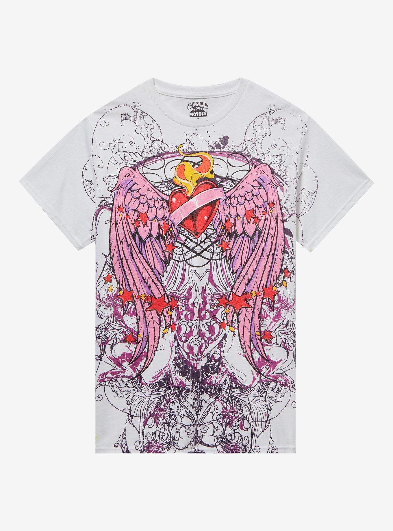 Angel Wing Heart Tattoo Art Boyfriend Fit Girls T-Shirt By Call Your Mother