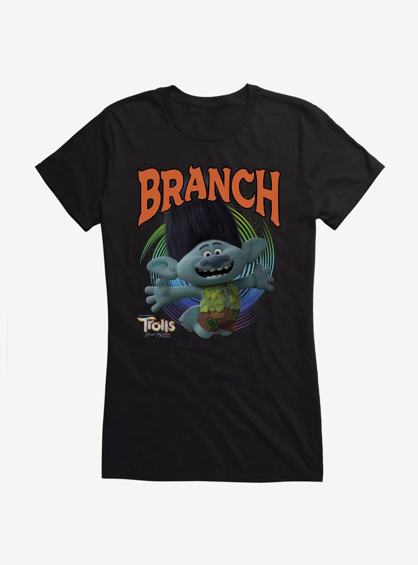 Trolls 3 Band Together Branch Girls T-Shirt Black