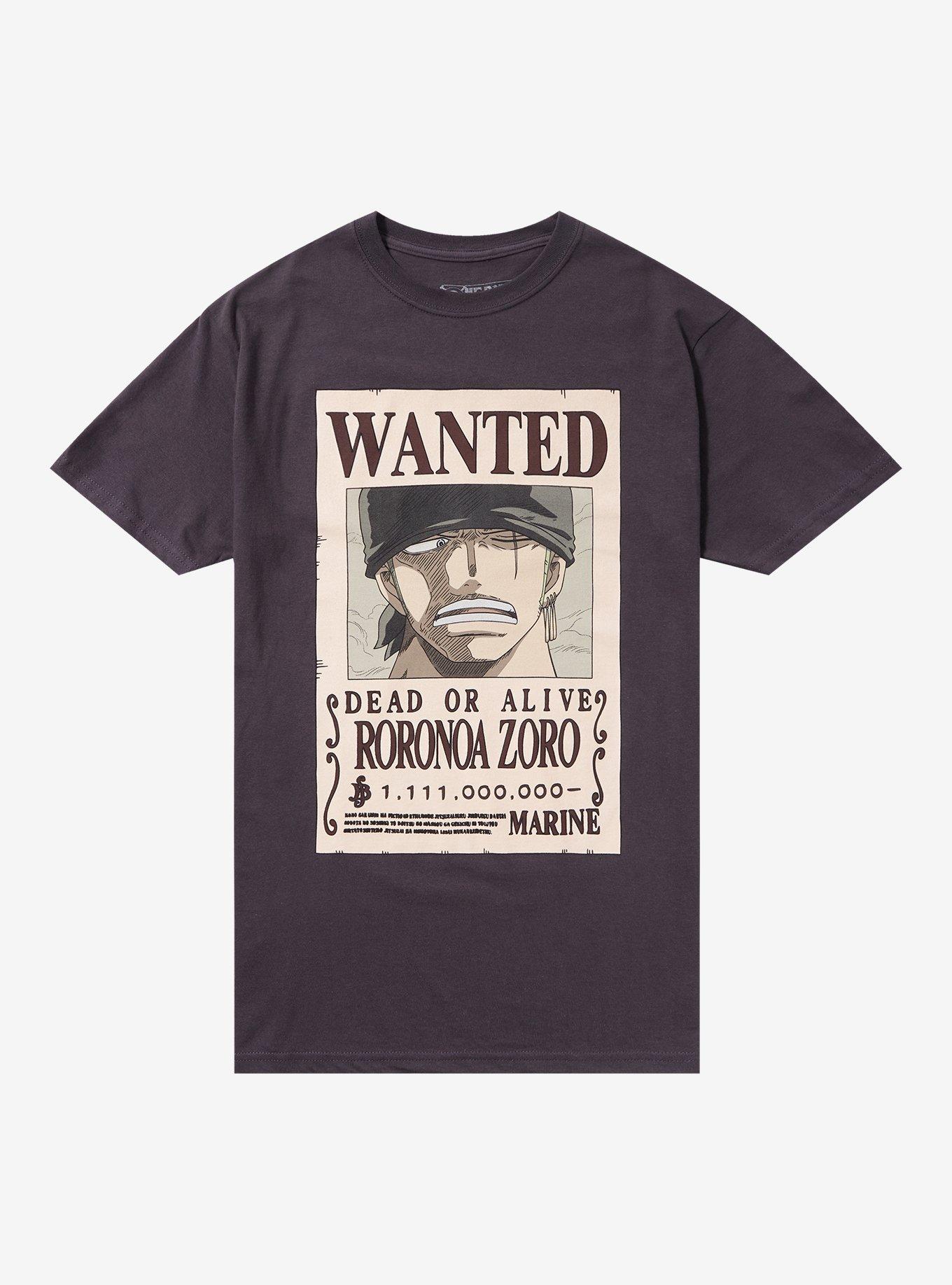 One Piece Zoro Wanted Poster Double-Sided T-Shirt, CHARCOAL, hi-res