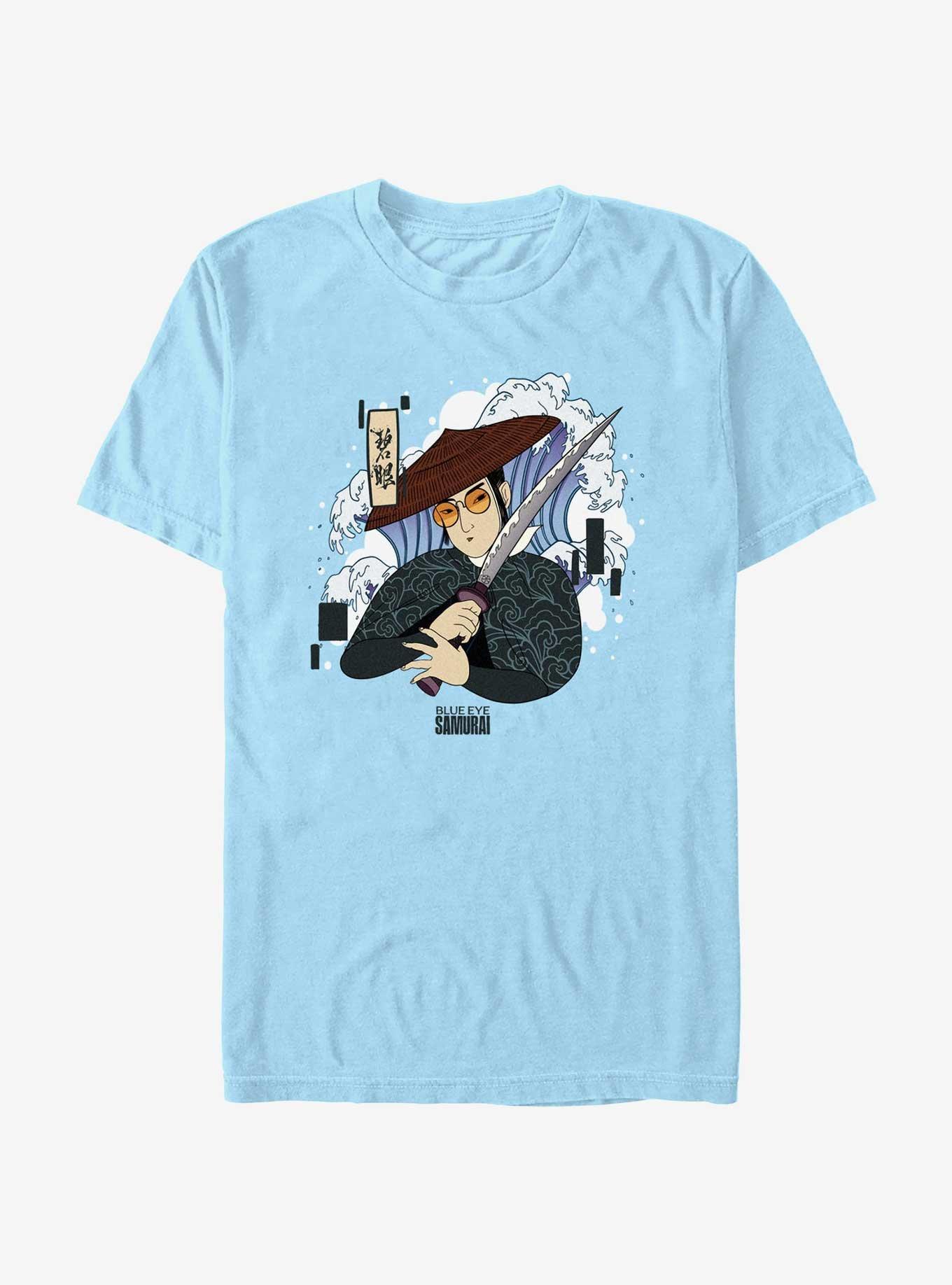 Blue Eye Samurai Mizu Japanese Art Style T-Shirt, LT BLUE, hi-res