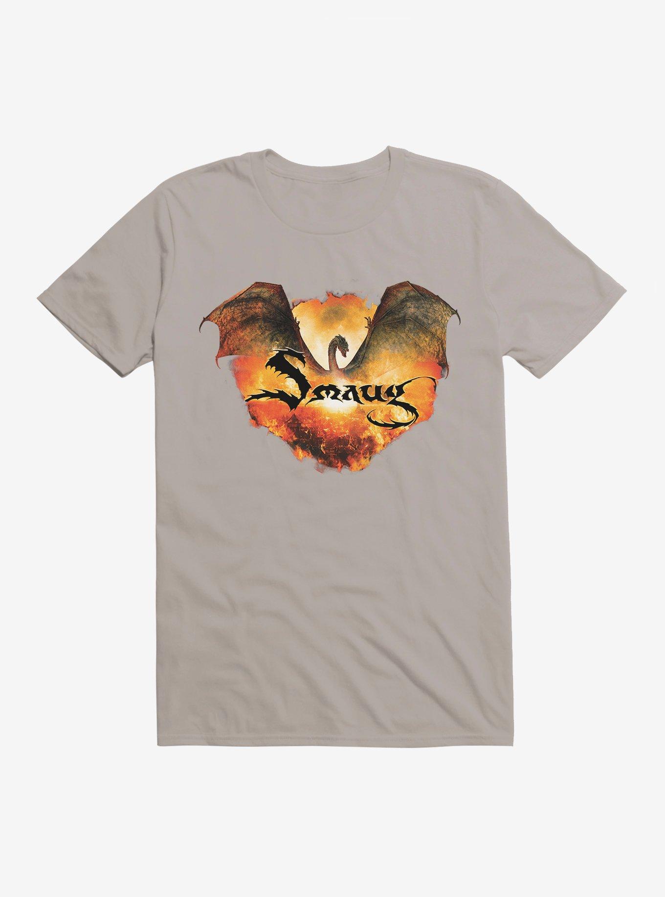 The Hobbit: The Battle Of The Five Armies Smaug T-Shirt, LIGHT GREY, hi-res