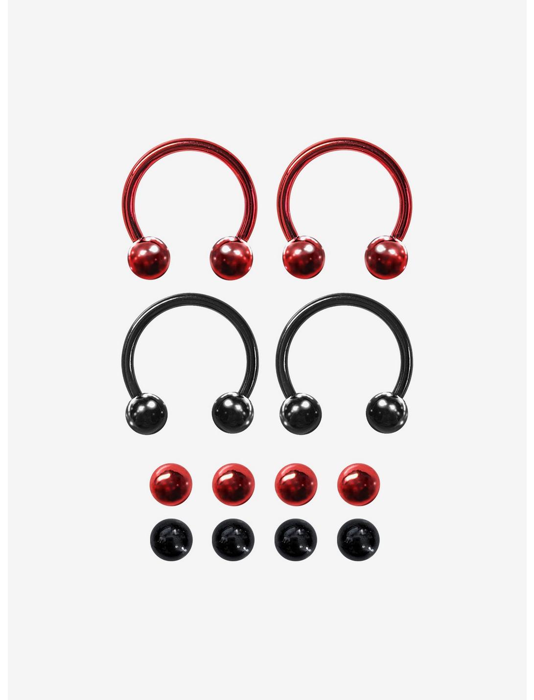 Steel Black & Red Circular Barbell 4 Pack, MULTI, hi-res