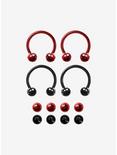 Steel Black & Red Circular Barbell 4 Pack, MULTI, hi-res