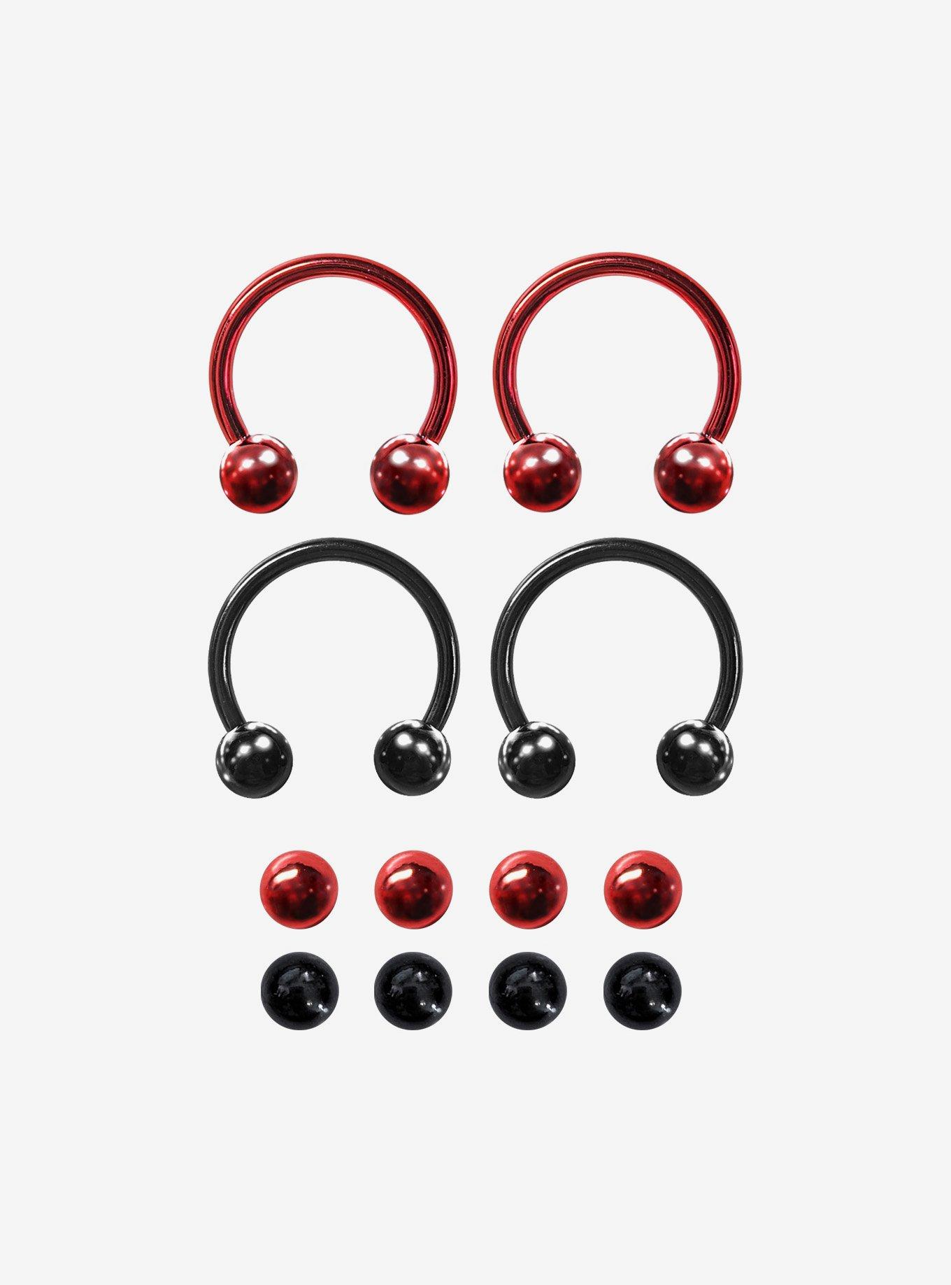 Steel Black & Red Circular Barbell 4 Pack, MULTI, hi-res