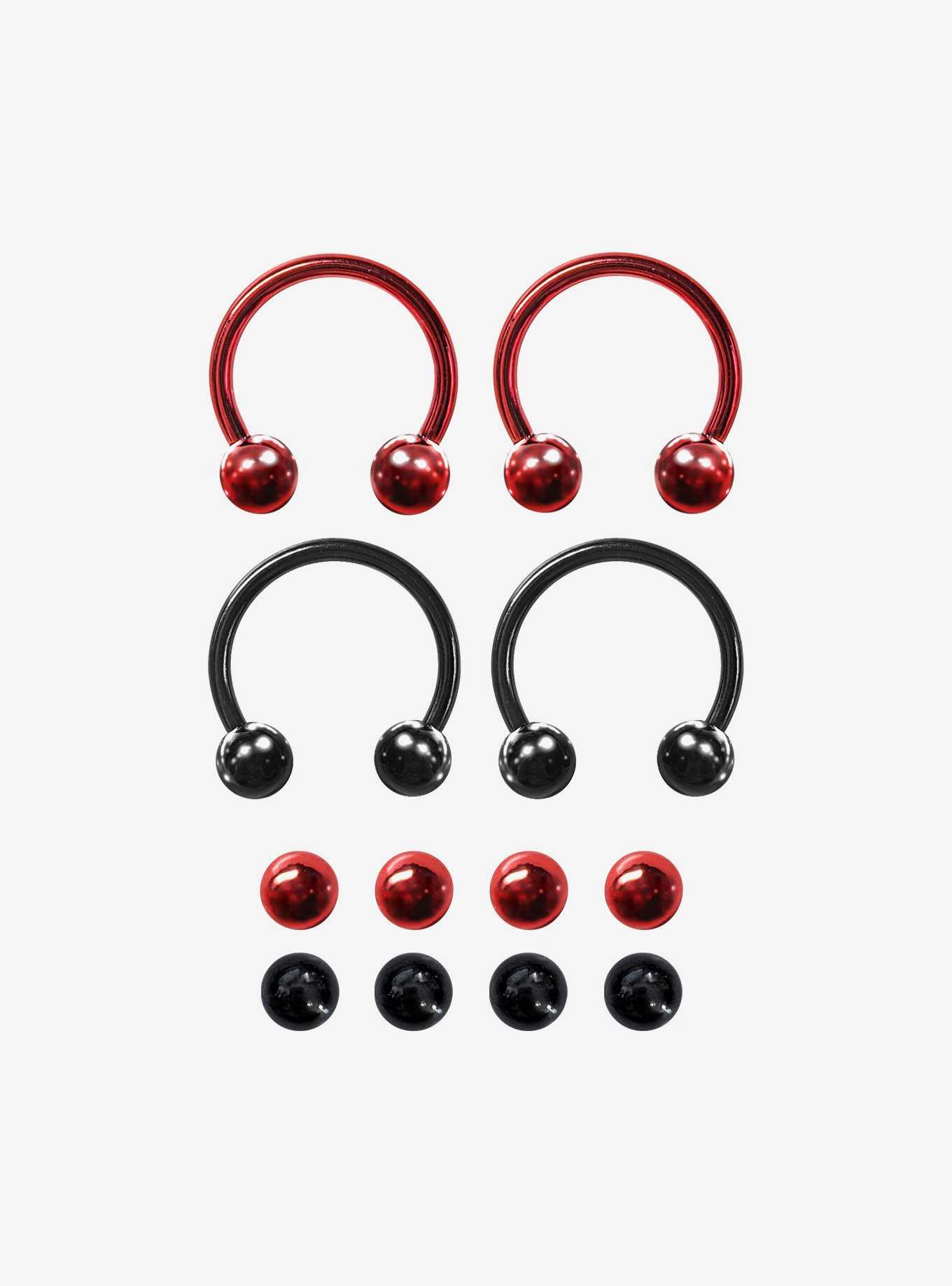 Steel Black & Red Circular Barbell 4 Pack, , hi-res