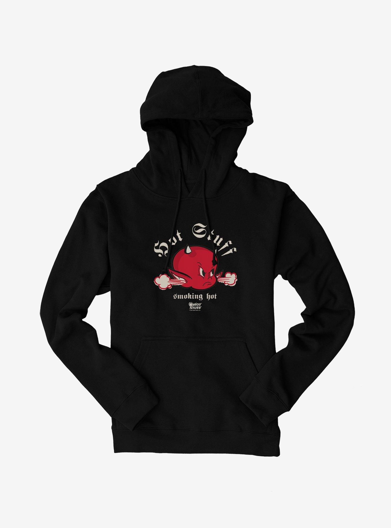 Hot Stuff The Little Devil Smoking Hot Head Hoodie, BLACK, hi-res